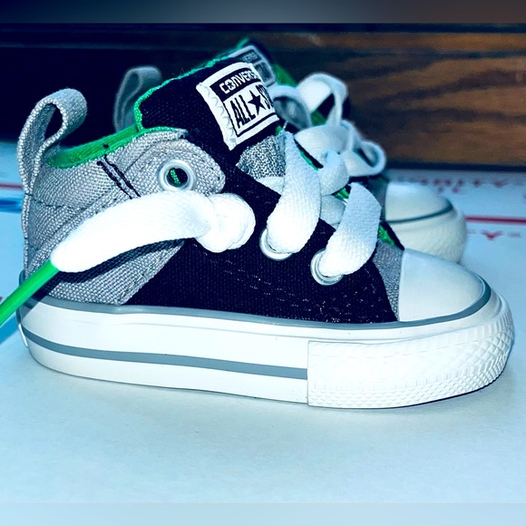*LIKE NEW** Chuck Taylor AS ‘Street Mid’ (Grey/Black/Green), TD Size 2C: $20 - Picture 6 of 10